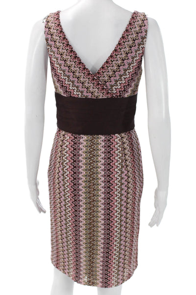 Kay Unger Womens Sheath Dress Multicolor Geometric Sleeveless Size 4