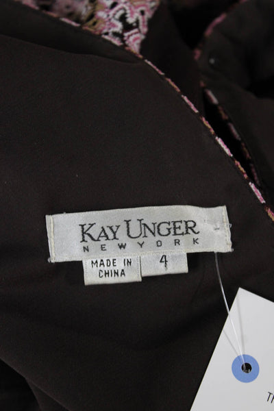 Kay Unger Womens Sheath Dress Multicolor Geometric Sleeveless Size 4
