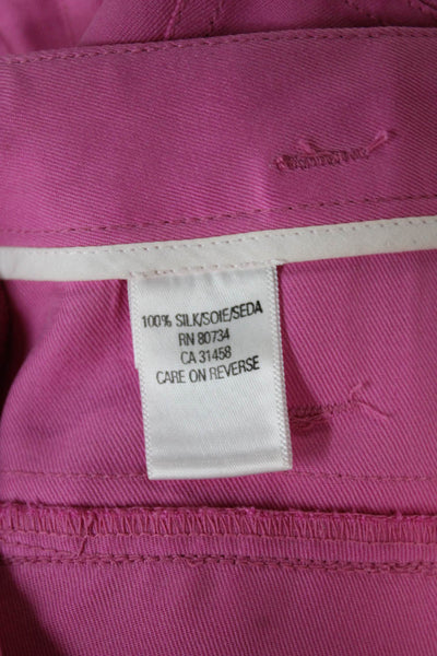 BCBGMAXAZRIA Women Silk Pink Capri Pants Button Closure Size 6