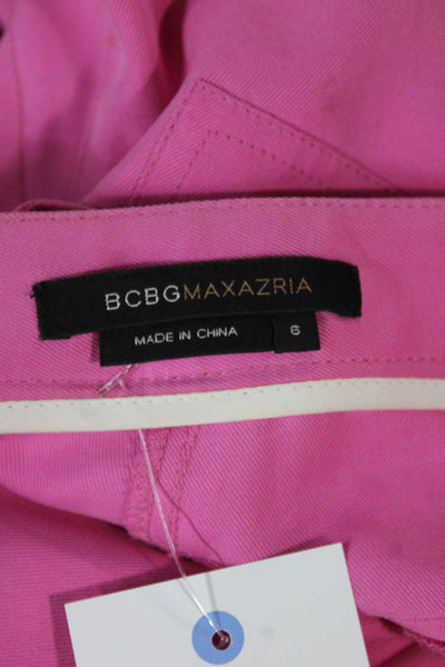 BCBGMAXAZRIA Women Silk Pink Capri Pants Button Closure Size 6