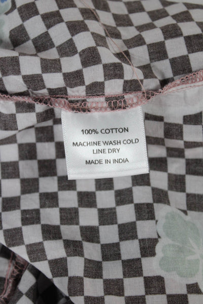 Built By Wendy Women Button-Up Multicolor Check Cotton Short Sleeve Size M