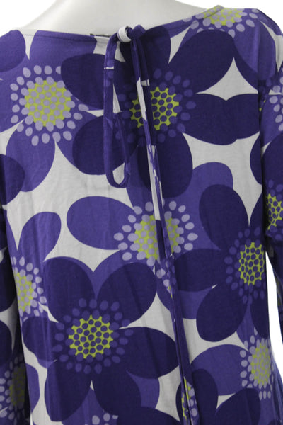 Ratia Womens Purple Floral Shift Dress Long Sleeve Midi Size L