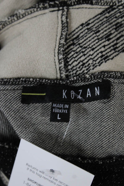 Kozan Women Tunic Sweater Beige Cowl Neck Geometric Long Sleeve Acrylic Size L