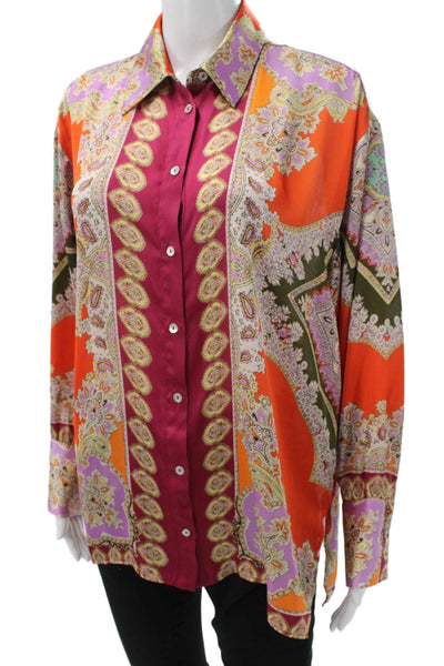 Zara Women Tunic Button Up Paisley Collared Long Sleeve Multicolor Size S