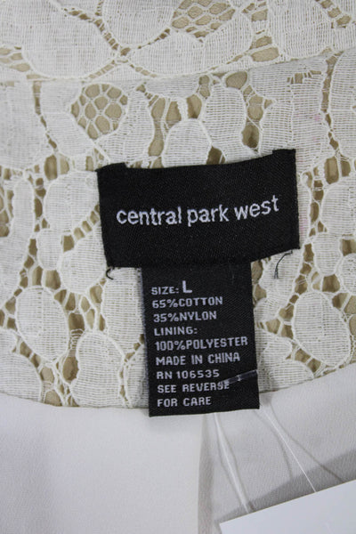 Central Park West Womens Ivory Floral Cotton Blazer 3/4 Sleeve Button Size L