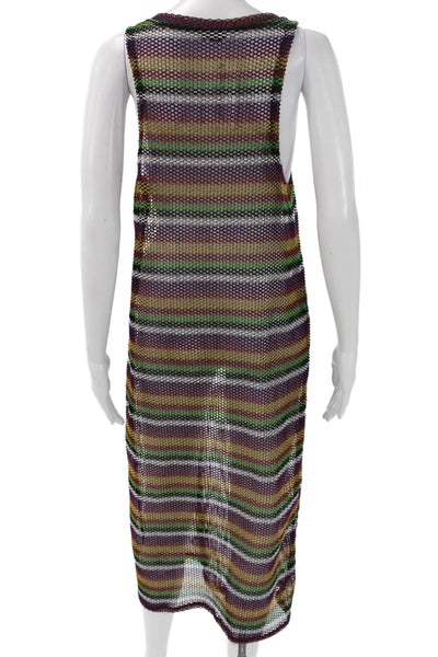 Zara Women Sleeveless Striped Maxi Dress Multicolor Polyester Size L