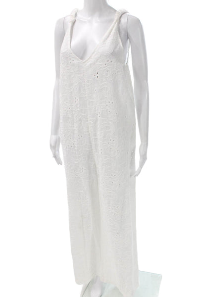 Zara Womens Floral V-Neck Sleeveless Cotton Jumpsuit Size S