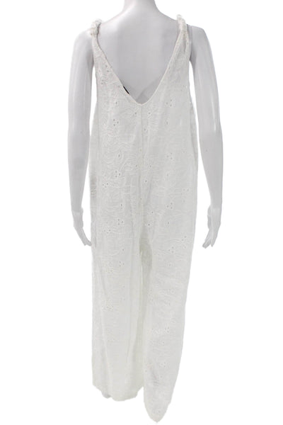 Zara Womens Floral V-Neck Sleeveless Cotton Jumpsuit Size S