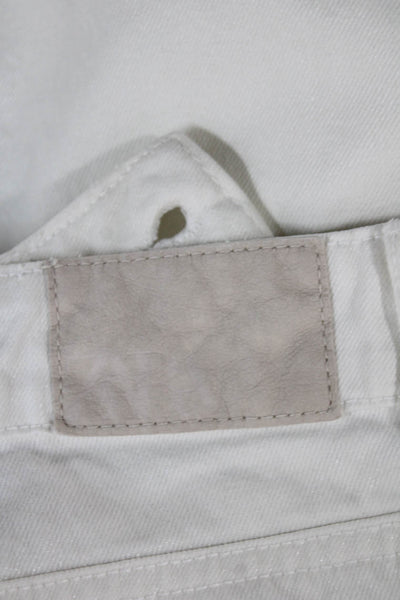 Zara Womens Tapered High Rise White Cotton Jeans Size 6