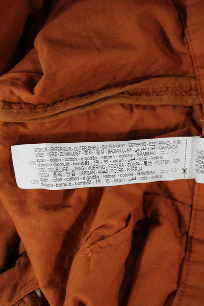 Zara Women Cropped Geometric Cotton Pants Orange Button Size S