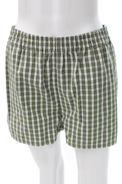 Sunday Best Mens Plaid Cotton Boxer Shorts Green Size M