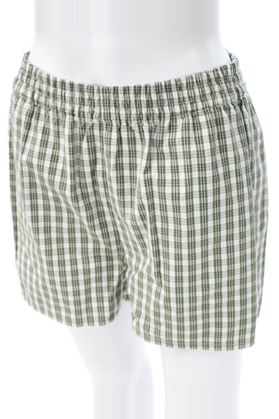 Sunday Best Mens Plaid Cotton Boxer Shorts Green Size M