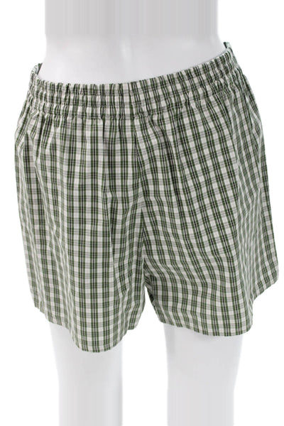 Sunday Best Mens Plaid Cotton Boxer Shorts Green Size M