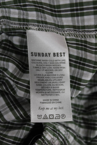 Sunday Best Mens Plaid Cotton Boxer Shorts Green Size M