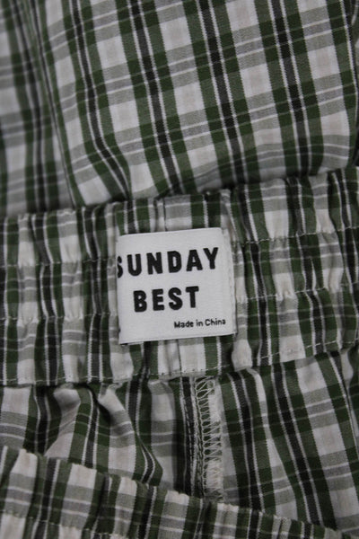 Sunday Best Mens Plaid Cotton Boxer Shorts Green Size M