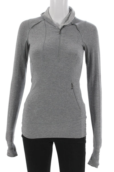 Lululemon Women Gray Mock Neck Pullover Zip Nylon Hoodie Size S
