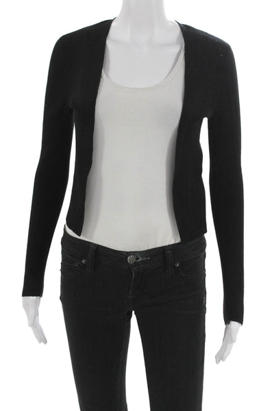 Theory Womens Black Wool Cardigan Long Sleeve Round Neck Size PP