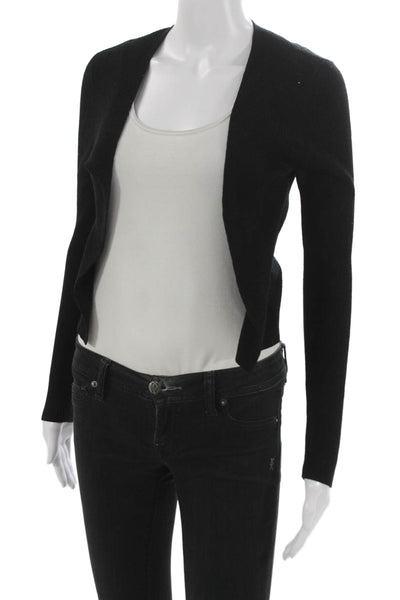 Theory Womens Black Wool Cardigan Long Sleeve Round Neck Size PP