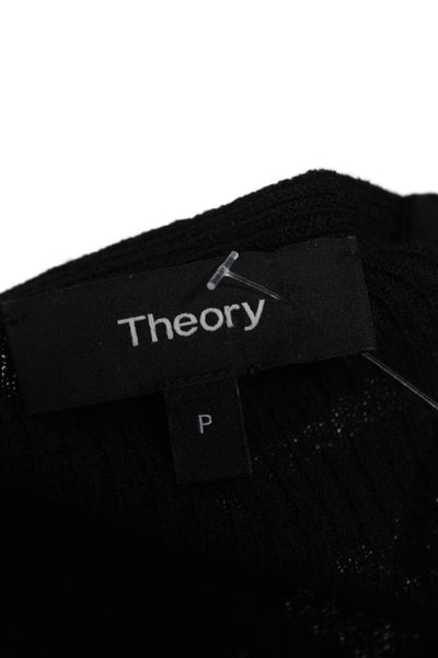Theory Womens Black Wool Cardigan Long Sleeve Round Neck Size PP