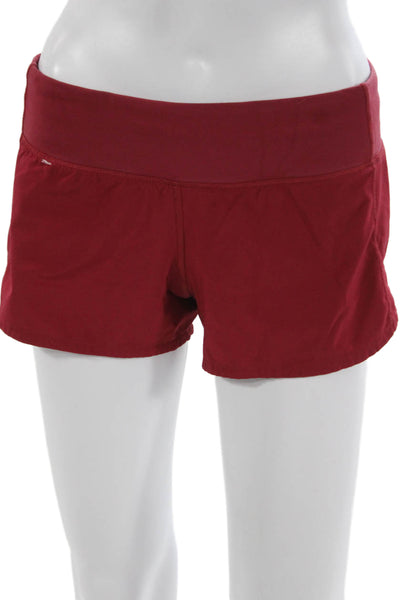 Lululemon Women Athletic Nylon Drawstring Solid Red Shorts Size 6