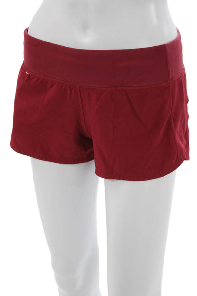 Lululemon Women Athletic Nylon Drawstring Solid Red Shorts Size 6