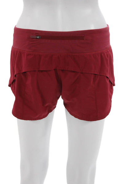 Lululemon Women Athletic Nylon Drawstring Solid Red Shorts Size 6