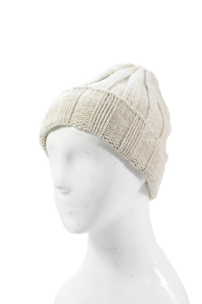 Club Monaco Women's Ribbed Knit Beanie Hat Beige One Size