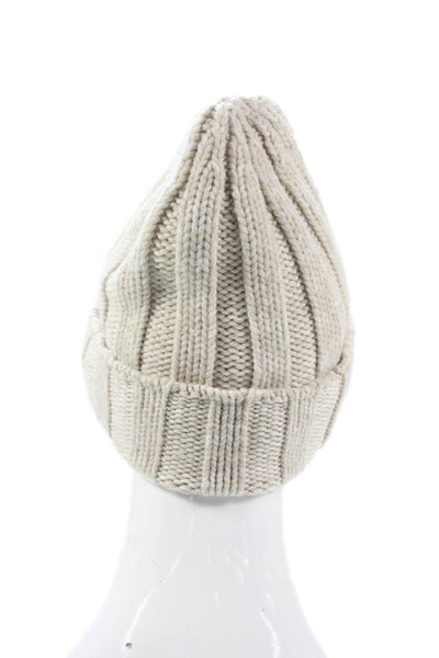 Club Monaco Women's Ribbed Knit Beanie Hat Beige One Size