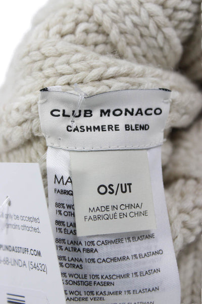 Club Monaco Women's Ribbed Knit Beanie Hat Beige One Size