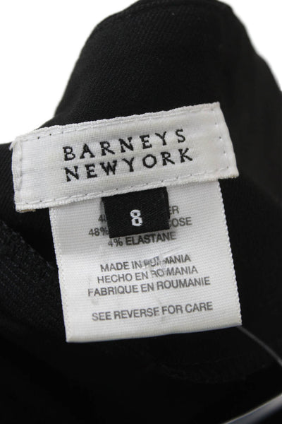 Barneys New York Women Black Straight Pencil Skirt Button Knee Length Size 8