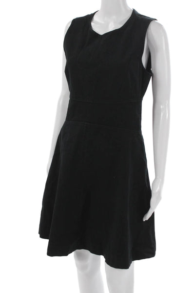 Derek Lam 10 Crosby Women Fit & Flare Dress Black V-Neck Sleeveless Size 8