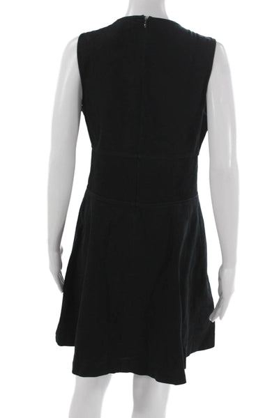 Derek Lam 10 Crosby Women Fit & Flare Dress Black V-Neck Sleeveless Size 8
