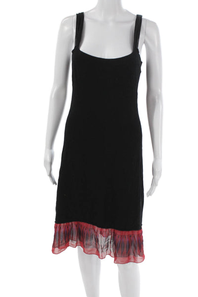 Max Studio Women Black Rayon Tank Dress Square Neck Knee Length Size L