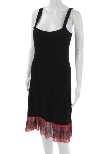 Max Studio Women Black Rayon Tank Dress Square Neck Knee Length Size L