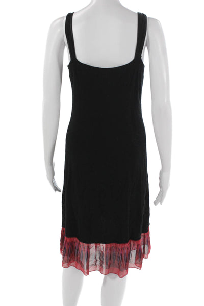 Max Studio Women Black Rayon Tank Dress Square Neck Knee Length Size L
