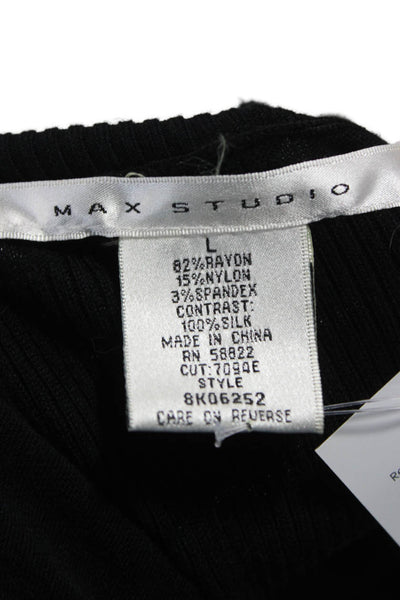 Max Studio Women Black Rayon Tank Dress Square Neck Knee Length Size L