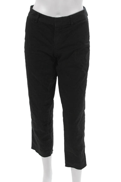 Nili Lotan Women Cropped Cotton Pants Black Size 8