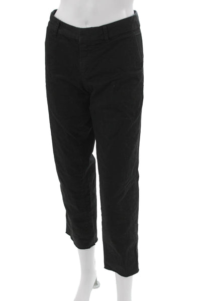 Nili Lotan Women Cropped Cotton Pants Black Size 8