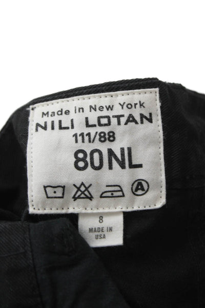 Nili Lotan Women Cropped Cotton Pants Black Size 8