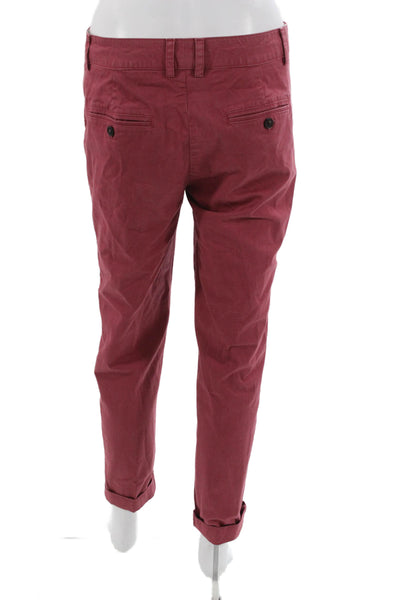 Vince Women Red Cotton Chino Pants Button Closure Inseam 25 Size 6