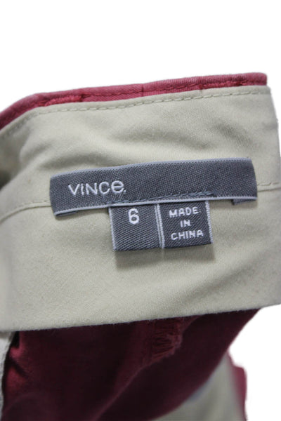 Vince Women Red Cotton Chino Pants Button Closure Inseam 25 Size 6