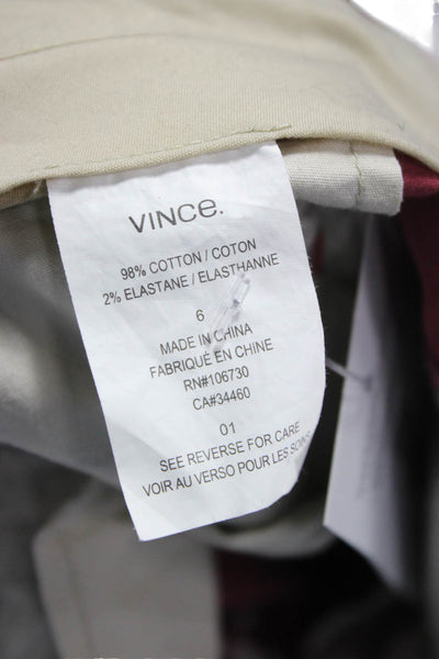 Vince Women Red Cotton Chino Pants Button Closure Inseam 25 Size 6