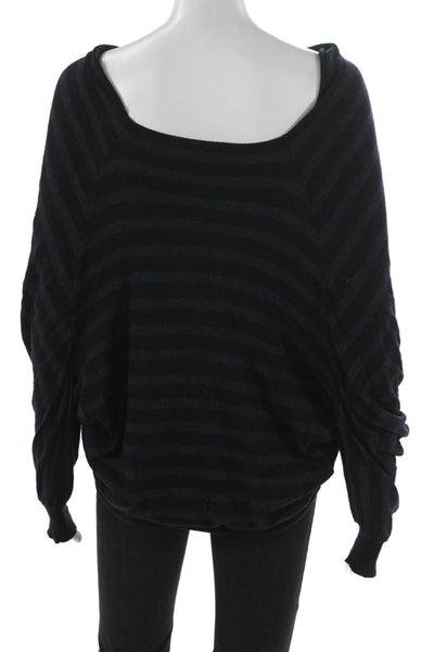 Vince Women Rayon Striped Boat Neck Pullover Sweater Black Size M