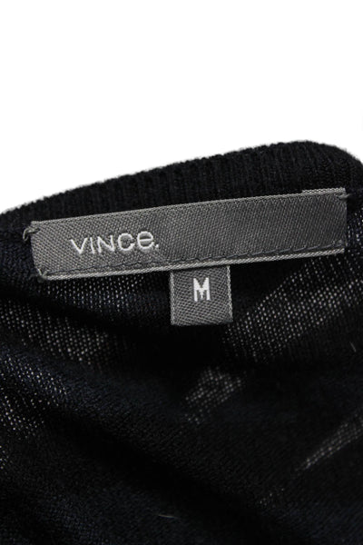 Vince Women Rayon Striped Boat Neck Pullover Sweater Black Size M