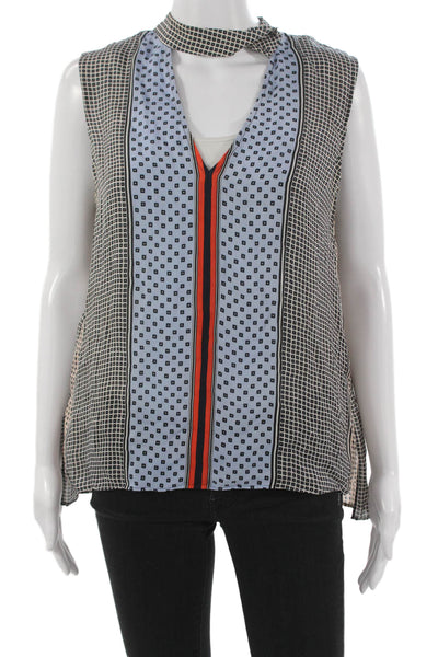 Derek Lam 10 Crosby Womens Silk Multicolor V-Neck Sleeveless Blouse Size 8