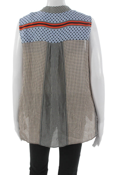 Derek Lam 10 Crosby Womens Silk Multicolor V-Neck Sleeveless Blouse Size 8