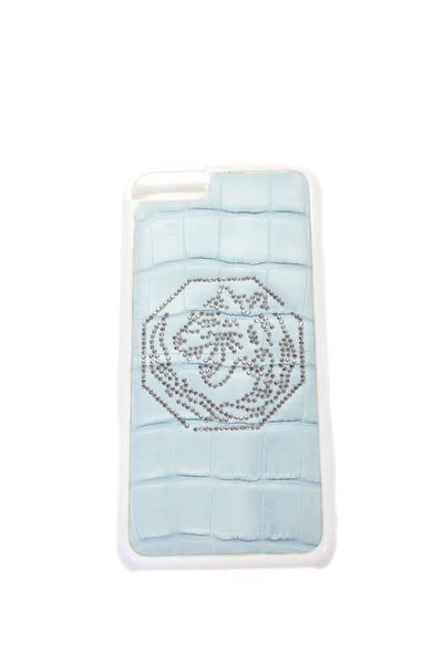Tardini Unisex Adults Genuine American Alligator Jeweled iPhone Case Baby Blue