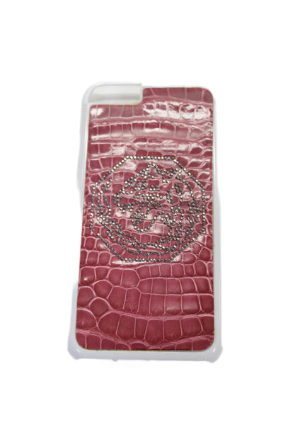 Tardini Unisex Adults Genuine American Alligator Jeweled iPhone Case Rose Pink