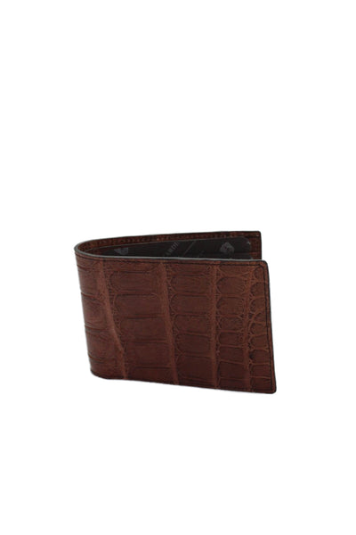 Tardini Mens Genuine American Alligator Small Wallet Brown