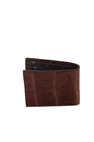 Tardini Mens Genuine American Alligator Small Wallet Brown
